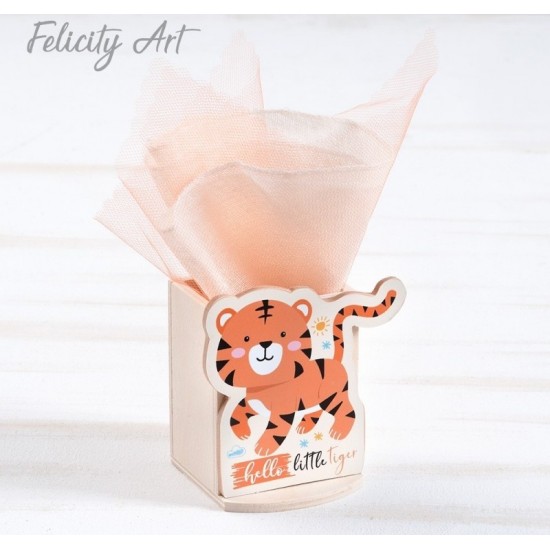 Μπομπονιέρα Βάπτισης Ξύλινη Μολυβοθήκη με Θέμα Τίγρης