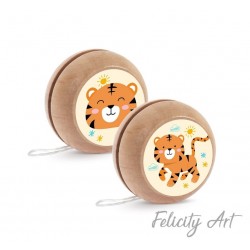 Μπομπονιέρα Βάπτισης Ξύλινο Γιο-Γιο Θέμα Τίγρης
