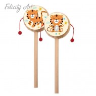 Μπομπονιέρα Βάπτισης Ξύλινο Τυμπανάκι με Θέμα Τίγρης Μπομπονιέρα Βάπτισης Ξύλινο Τυμπανάκι με Θέμα Τίγρης