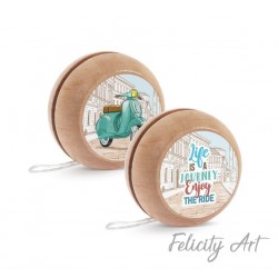 Μπομπονιέρα Βάπτισης Ξύλινο Γιο-Γιο Θέμα Βέσπα