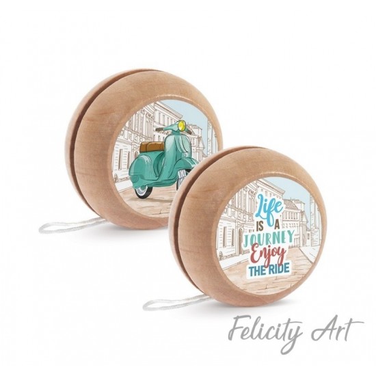 Μπομπονιέρα Βάπτισης Ξύλινο Γιο-Γιο Θέμα Βέσπα