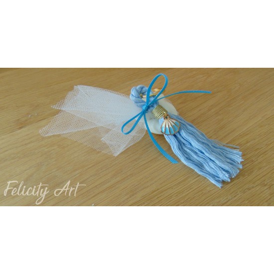  Μπομπονιέρα Βάπτισης Μπρελόκ Μακραμέ με Θέμα Βυθός