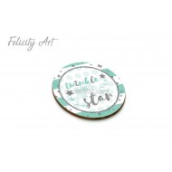 Ξύλινη κρεμαστή Μπομπονιέρα Βάπτισης με Print Αστέρι