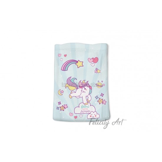 Μπομπονιέρα Βάπτισης Υφασμάτινο Πουγκί με Θέμα "Μονόκερος"