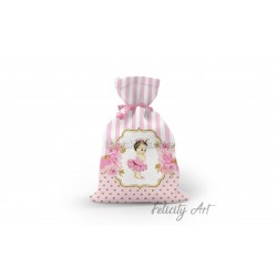 Μπομπονιέρα Βάπτισης Υφασμάτινο Πουγκί με Θέμα "Πριγκίπισσα"