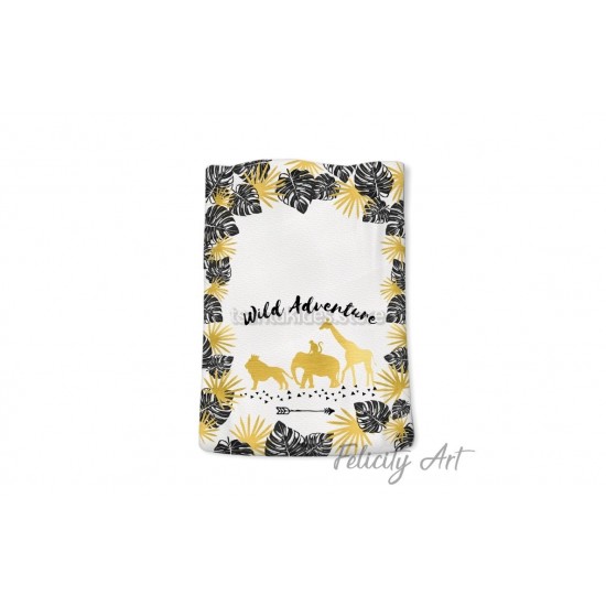 Μπομπονιέρα Βάπτισης Υφασμάτινο Πουγκί με Θέμα "Ζωάκια της Ζούγκλας"