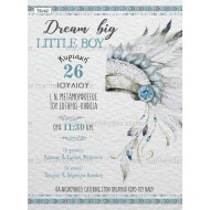 Προσκλητήριο Βάπτισης για Αγόρι με Θέμα τον Ινδιάνο