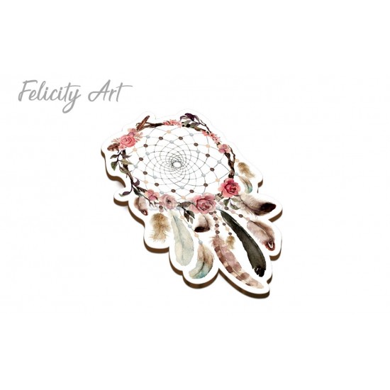 Ξύλινη κρεμαστή Μπομπονιέρα Βάπτισης με Print Ονειροπαγίδα