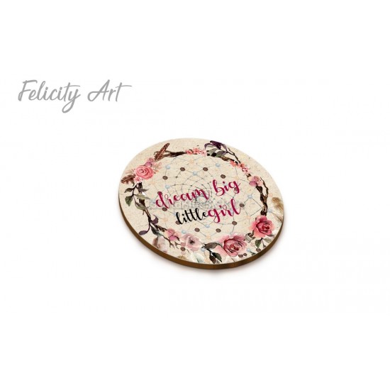 Ξύλινη κρεμαστή Μπομπονιέρα Βάπτισης με Print Ονειροπαγίδα