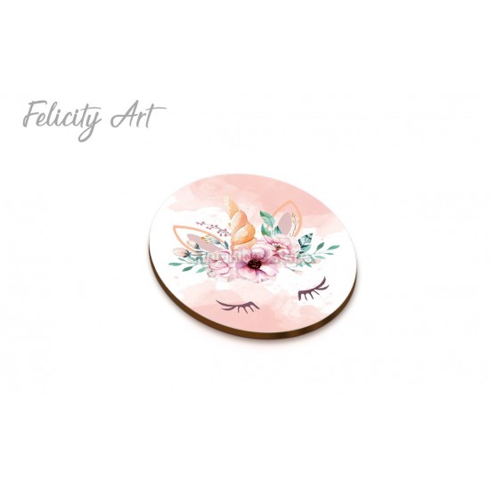 Ξύλινη κρεμαστή Μπομπονιέρα Βάπτισης με Print Μονόκερος