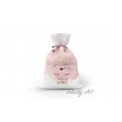 Μπομπονιέρα Βάπτισης Υφασμάτινο Πουγκί με Θέμα 'Μονόκερος"