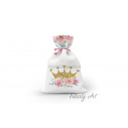 Μπομπονιέρα Βάπτισης Υφασμάτινο Πουγκί με Θέμα "Πριγκίπισσα"