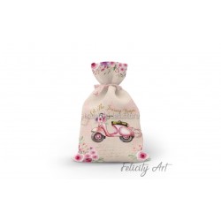 Μπομπονιέρα Βάπτισης Υφασμάτινο Πουγκί με Θέμα " Βέσπα"