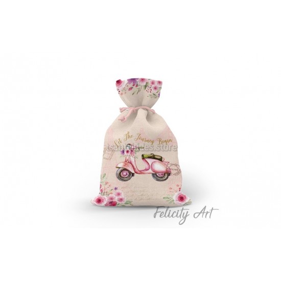 Μπομπονιέρα Βάπτισης Υφασμάτινο Πουγκί με Θέμα " Βέσπα"