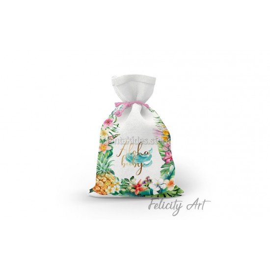 Μπομπονιέρα Βάπτισης Υφασμάτινο Πουγκί με Θέμα "Tropical"