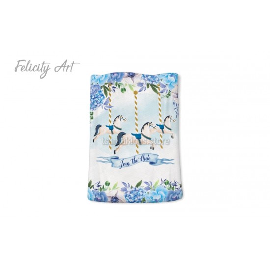 Μπομπονιέρα Βάπτισης Υφασμάτινο Πουγκί με Θέμα "Καρουζέλ"