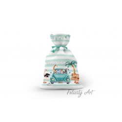 Μπομπονιέρα Βάπτισης Υφασμάτινο Πουγκί με Θέμα "Ζωάκια της Ζούγκλας"