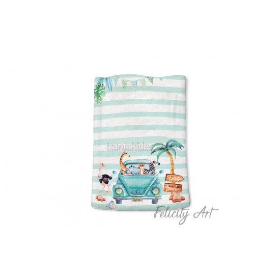 Μπομπονιέρα Βάπτισης Υφασμάτινο Πουγκί με Θέμα "Ζωάκια της Ζούγκλας"