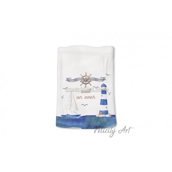 Μπομπονιέρα Βάπτισης Υφασμάτινο Πουγκί με Θέμα "Ναυτικό"