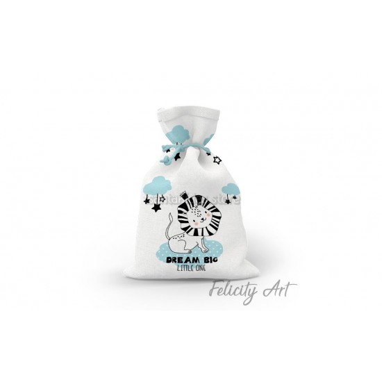 Μπομπονιέρα Βάπτισης Υφασμάτινο Πουγκί με Θέμα "Λιοντάρι"