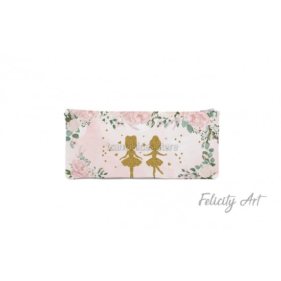 Μπομπονιέρα Βάπτισης για Δίδυμα Υφασμάτινη Κασετίνα 