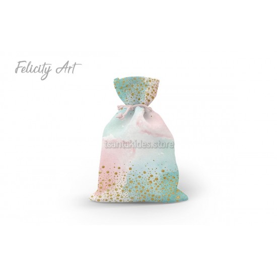 Μπομπονιέρα Βάπτισης για Δίδυμα Υφασμάτινο Πουγκί 