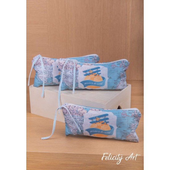 Μπομπονιέρα Βάπτισης Κασετίνα με Θέμα Ταξίδι στον Κόσμο