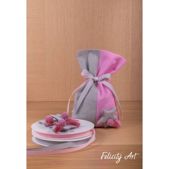 Μπομπονιέρα Βάπτισης  Πουγκί  με Θέμα Αστέρι 