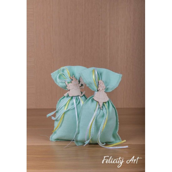 Μπομπονιέρα Βάπτισης Πουγκί η Αλικη στη Χώρα των Θαυμάτων