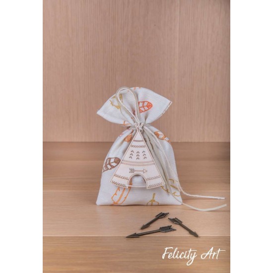 Ολοκληρωμένη Μπομπονιέρα Βάπτισης  Πουγκί με Θέμα Ινδιάνος 