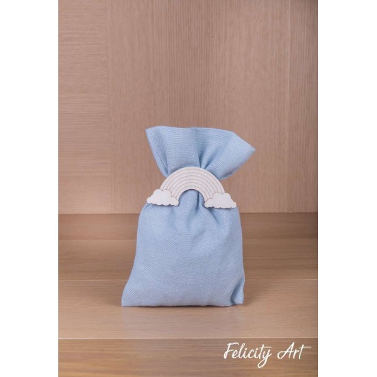 Ολοκληρωμένη Μπομπονιέρα Βάπτισης  Πουγκί με Θέμα Ουράνιο Τόξο