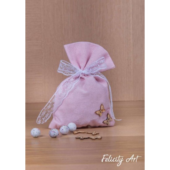 Μπομπονιέρα Βάπτισης  Πουγκί  με Θέμα Πεταλούδα 