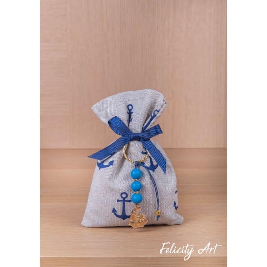 Μπομπονιέρα Βάπτισης  Πουγκί με Θέμα Ναυτικό