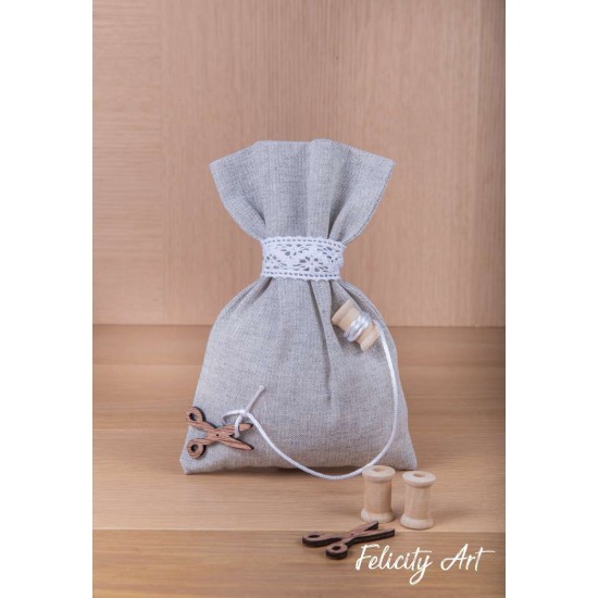 Μπομπονιέρα Βάπτισης  Πουγκί με Θέμα Βελόνα και Κλωστή 