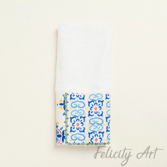 Μπομπονιέρα Βάπτισης  Πετσέτα με Μπλέ Μοτίβο