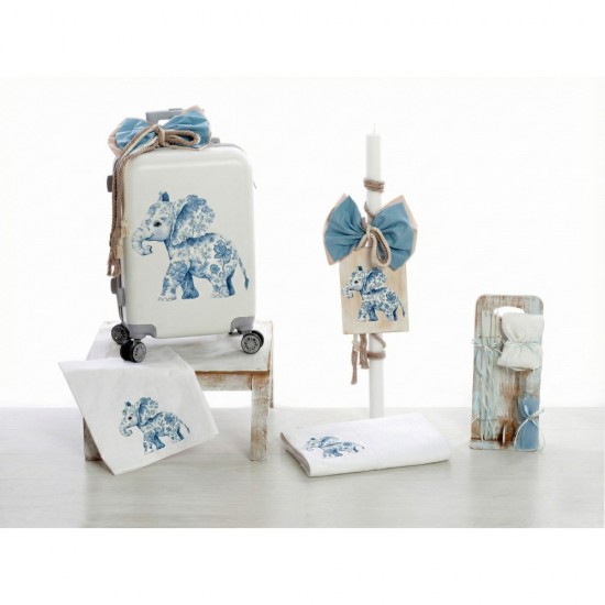Σετ Βάπτισης με Θέμα  "Floral Blue Elephant"