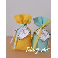 Μπομπονιέρα Βάπτισης  Πουγκί με Ευχαριστήριο Καρτελάκι 