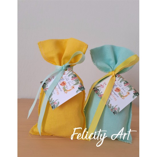 Μπομπονιέρα Βάπτισης  Πουγκί με Ευχαριστήριο Καρτελάκι 