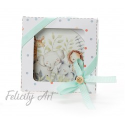 Μπομπονιέρα Βάπτισης Ξύλινο Σουβέρ σε Χάρτινο Κουτάκι