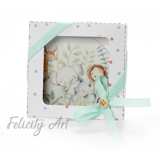 Μπομπονιέρα Βάπτισης Ξύλινο Σουβέρ σε Χάρτινο Κουτάκι