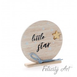 Μπομπονιέρα Βάπτισης  Ξύλινο Διακοσμητικό Καδράκι με Θέμα "Little Star"