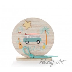 Μπομπονιέρα Βάπτισης  Ξύλινο Διακοσμητικό Καδράκι με Θέμα "Aloha"