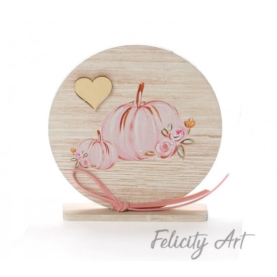 Μπομπονιέρα Βάπτισης Ξύλινο Διακοσμητικό Καδράκι με Θέμα "Κολοκύθα"