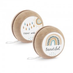 Μπομπονιέρα Βάπτισης Ξύλινο Γιο-Γιο Θέμα Ουράνιο Τόξο