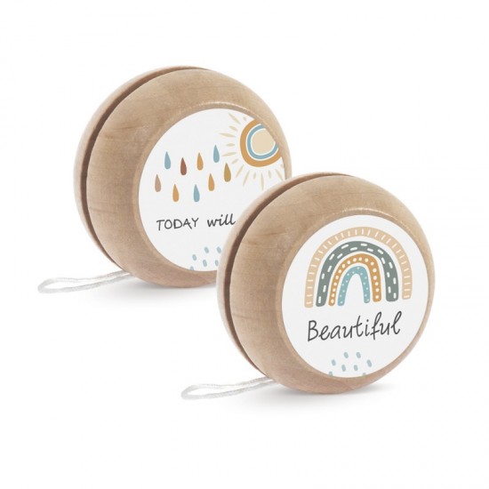 Μπομπονιέρα Βάπτισης Ξύλινο Γιο-Γιο Θέμα Ουράνιο Τόξο