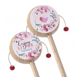Μπομπονιέρα Βάπτισης Ξύλινο Τυμπανάκι με  Θέμα Enjoy Little Things