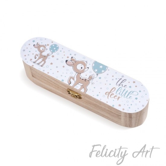 Μπομπονιέρα Βάπτισης Ξύλινη Κασετίνα με Θέμα Ελαφάκι