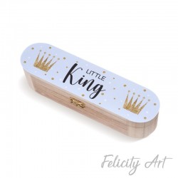 Μπομπονιέρα Βάπτισης Ξύλινη Κασετίνα με Θέμα Little King