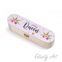 Μπομπονιέρα Βάπτισης Ξύλινη Κασετίνα με Θέμα Little Queen