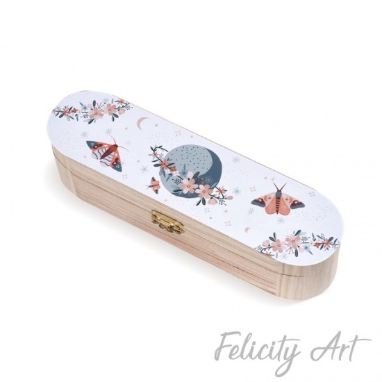 Μπομπονιέρα Βάπτισης Ξύλινη Κασετίνα με Θέμα Πεταλούδες